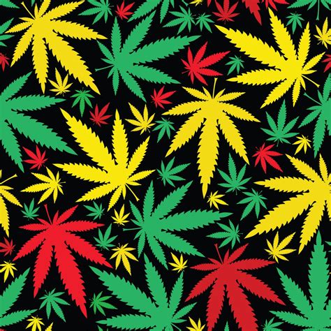 Rasta Color Marijuana Fabric By The Yard Cannabis Pot Leaves | Etsy