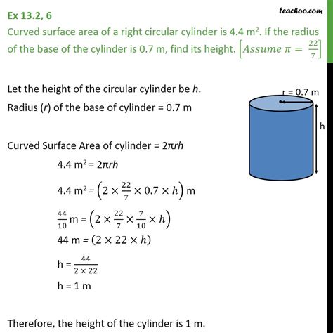 Question 6 - Curved surface area of a right circular - Surface Area of