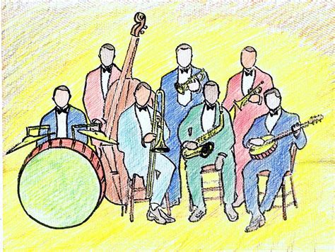 1920s Jazz Band Drawing by Mel Thompson | Pixels