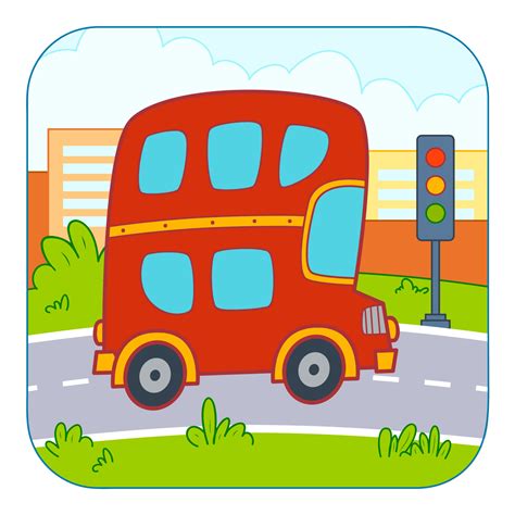 Cute Bus cartoon. Bus clipart vector illustration. Nature background 8346037 Vector Art at Vecteezy