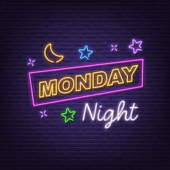 Premium Vector | Monday night neon signboard