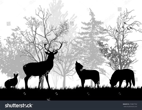 Wild Animals Forest Silhouettes Stock Vector (Royalty Free) 272807702 | Shutterstock