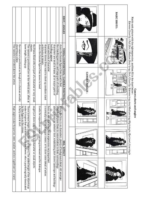 Camera angles and shots with KEY! - ESL worksheet by dailcroix