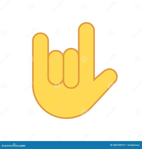 Rock on Hand Icon. Hand Roll Sign Logo Metal Symbol Emoji Gesture Stock Vector - Illustration of ...