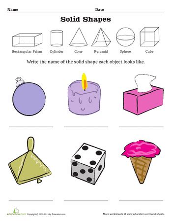 Geometric Solid Shapes Worksheets