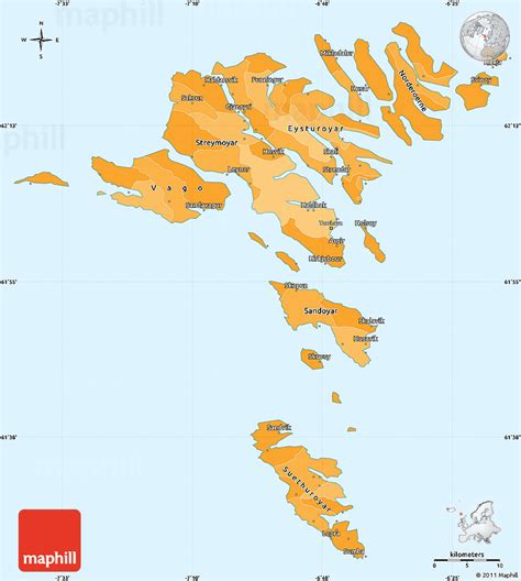 Political Simple Map of Faroe Islands