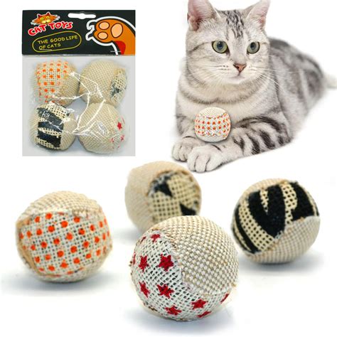 4pcs/pack Ball Cat Toy Interactive Cat Toys Play Chewing Rattle Scratch Catch Pet Kitten Cat ...