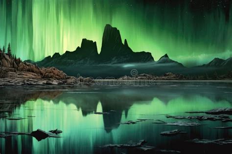 Aurora Reflecting on Liquid Methane Lakes of Titan Stock Illustration - Illustration of science ...