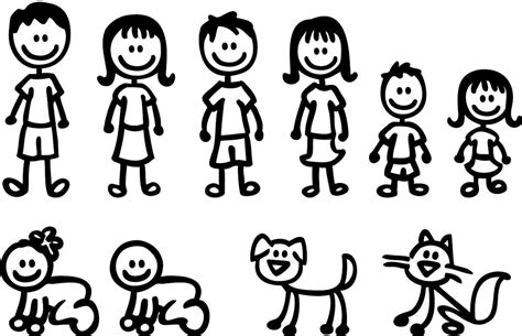 Stick Figure Family Decals Car Window Stickers Vinyl 2 6 Figures Family Car Stickers, Car Window ...