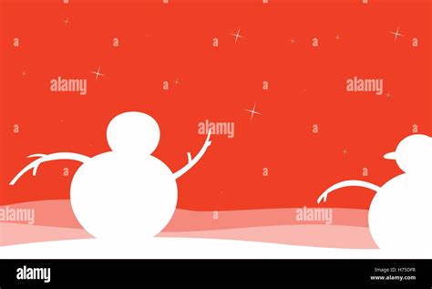 Silhouette of snowman Christmas scenery vector illustration Stock ...