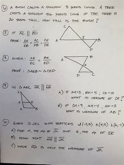 Honors Geometry - Vintage High School: Chapter 7 Practice test