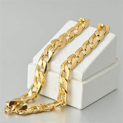 Heavy MENS 24K SOLID GOLD FILLED FINISH THICK MIAMI CUBAN LINK NECKLACE CHAIN-in Chain Necklaces ...