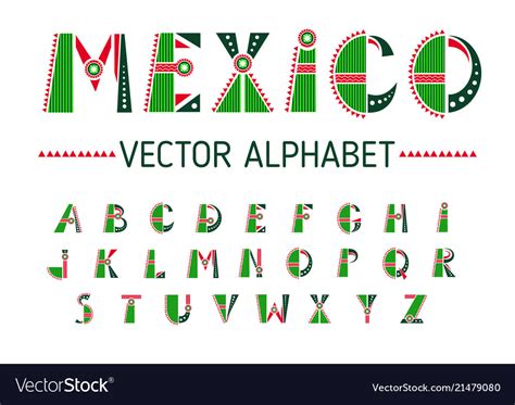 Mexico alphabet set Royalty Free Vector Image - VectorStock