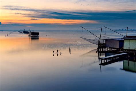 Comacchio Lagoon Dawn Ferrara Emilia Romagna Italia Stock Photo - Image of lagoon, night: 78374226