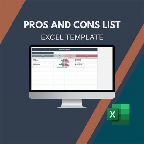 Pros and Cons List Excel Template Pros and Cons Chart Pros Cons Chart ...