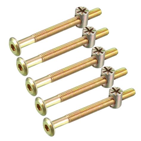 M6x70mm Furniture Bolt Nut Set Screw 58mm Thread Long w Barrel Nuts 5 ...