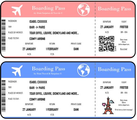 Boarding Pass Template Fake Flight Ticket Birthday Flight Australia ...