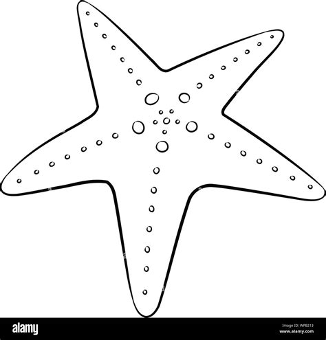 Vector Illustration of Black Line Art Starfish Cartoon on a White ...