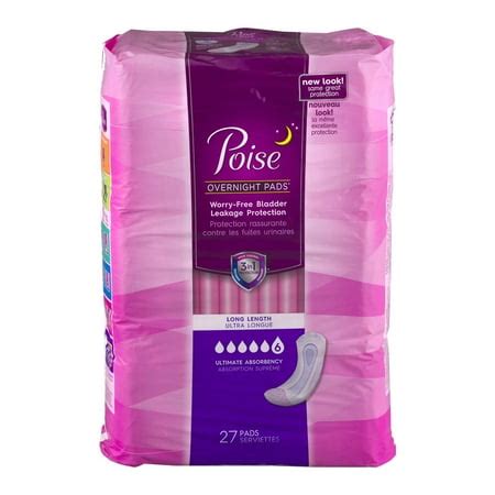 Poise Overnight Pads Long Length Ultimate Absorbency - 27 CT - Walmart.com