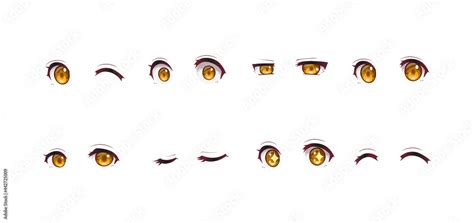 Anime manga girl expressions eyes set. Japanese cartoon style Stock Vector | Adobe Stock