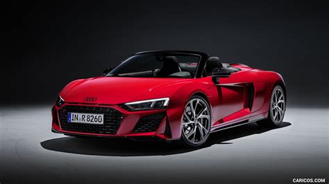 2020 Audi R8 V10 RWD Spyder (Color: Tango Red) | Front Three-Quarter