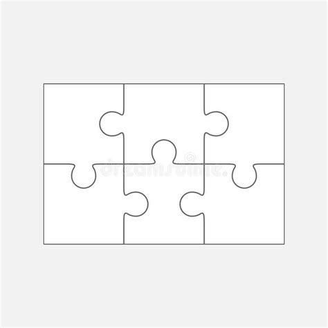 Six jigsaw puzzle parts, blank 2x3 pieces stock illustration | Puzzle ...