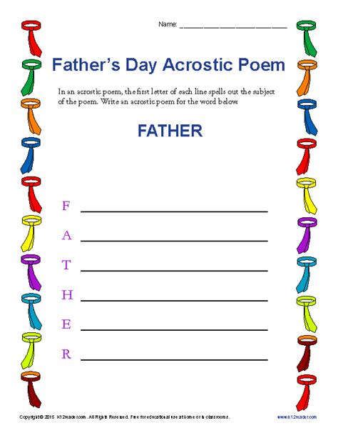 Printable Father's Day Acrostic Poem Activity