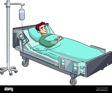 Cartoon vector illustration of a man resting in a hospital bed Stock Vector Image & Art - Alamy