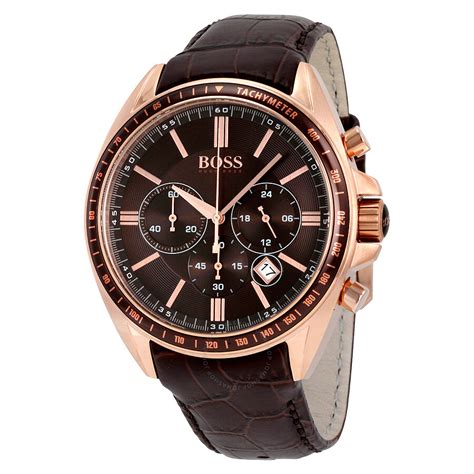 Hugo Boss Driver Chronograph Brown Dial Brown Leather Men's Watch ...