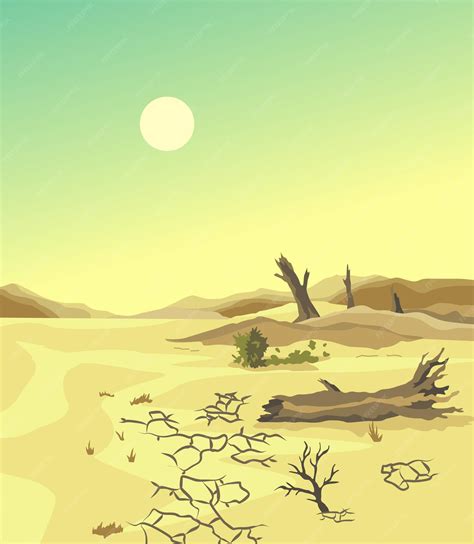 Premium Vector | Climate change desertification illustration. global ...