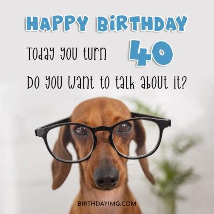 Free 40th Years Happy Birthday Image With Funny Dog - birthdayimg.com