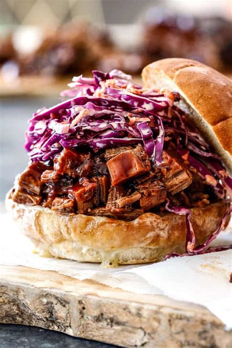 BEST BBQ Brisket Sandwiches (easy slow cooker) with customizable toppings