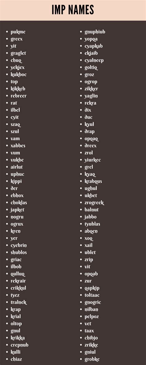 400 Best Imp Names That You Will Like