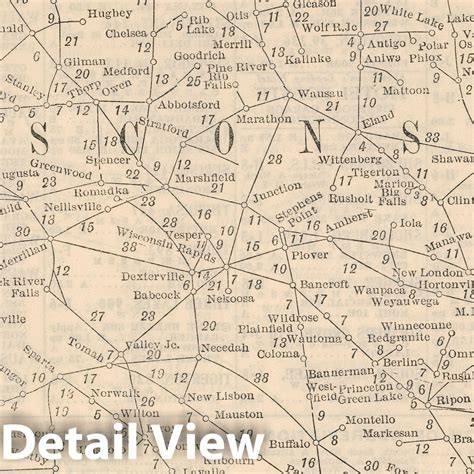 Historic Map : Railway Distance Map of the State of Wisconsin, 1934 ...