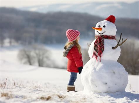 Premium AI Image | Photograph Snowman in a winter scene landscape