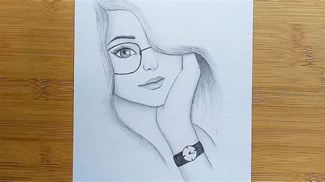 How to draw a Girl face with Glasses for beginners - step by step || Face drawing || Pencil ...