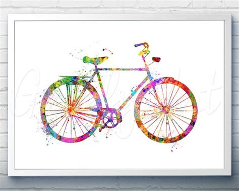 Bicycle Watercolor Art Print Watercolor Painting Bicycle