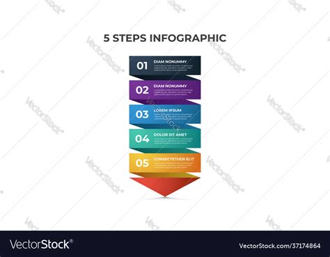 5 points steps infographic template arrow Vector Image