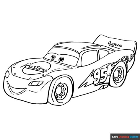 Lightning McQueen Coloring Page | Easy Drawing Guides