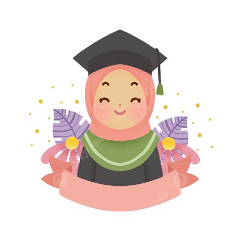 Muslimah Graduation PNG Picture, Cute Cartoon Muslimah Graduation Day Illustration, Cute Cartoon ...