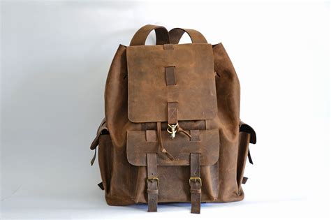 Travel backpack brown leather backpack large by MoonshineLeather