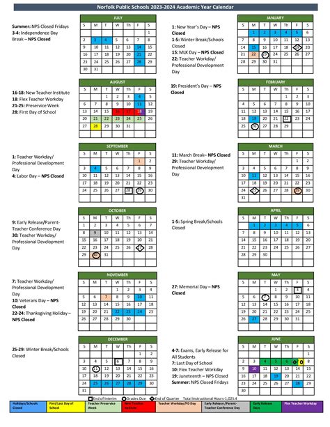 Norfolk Public Schools Calendar 2023-2024 Holidays PDF