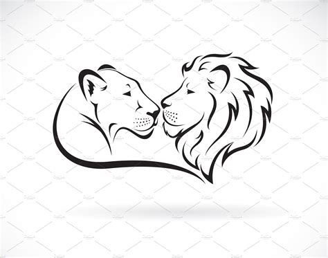 Male lion and female lion design. | Outline Icons ~ Creative Market