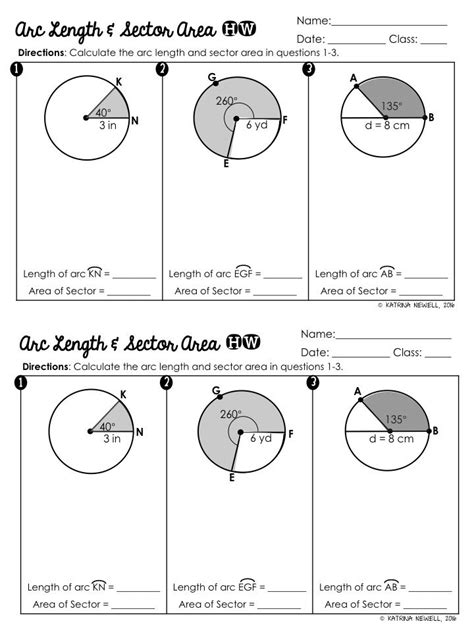 Sector Area And Arc Length Worksheet