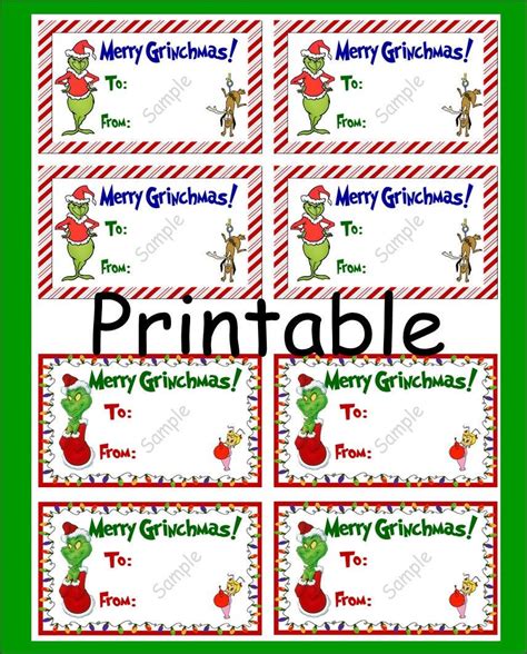 PRINTABLE digital Download Sheet of Grinch Christmas to / - Etsy ...