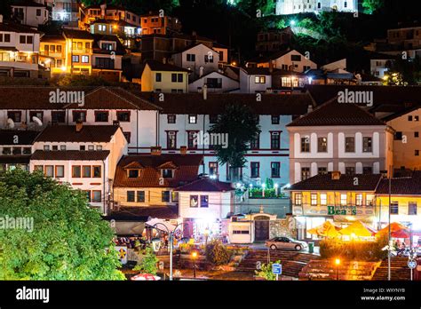 Prizren, Kosovo - July 28, 2019. Night photo of old town Stock Photo ...