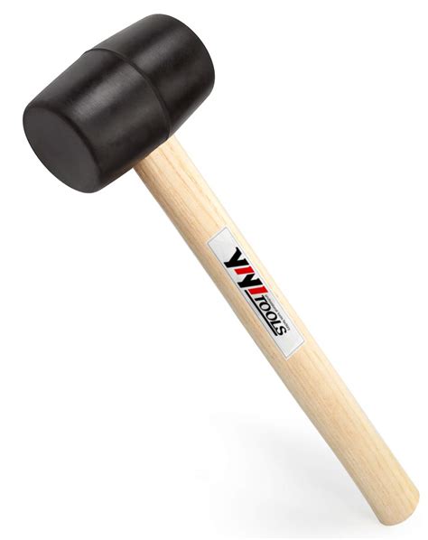 YIYITOOLS YY-2-005 Rubber Mallet Hammer With Wood Handle–8-oz, black