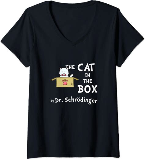 Womens Science Humor - Schrodinger's Cat V-Neck T-Shirt: Amazon.co.uk: Clothing