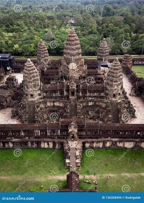 Angkor Wat Temple in Siem Reap, Cambodia, Aerial View Stock Photo ...