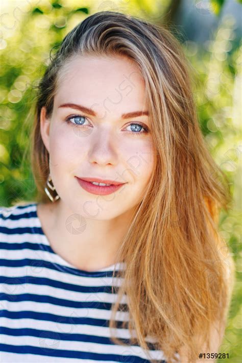 Beautiful smiling white Caucasian girl woman with long blonde hair - stock photo 1359281 ...